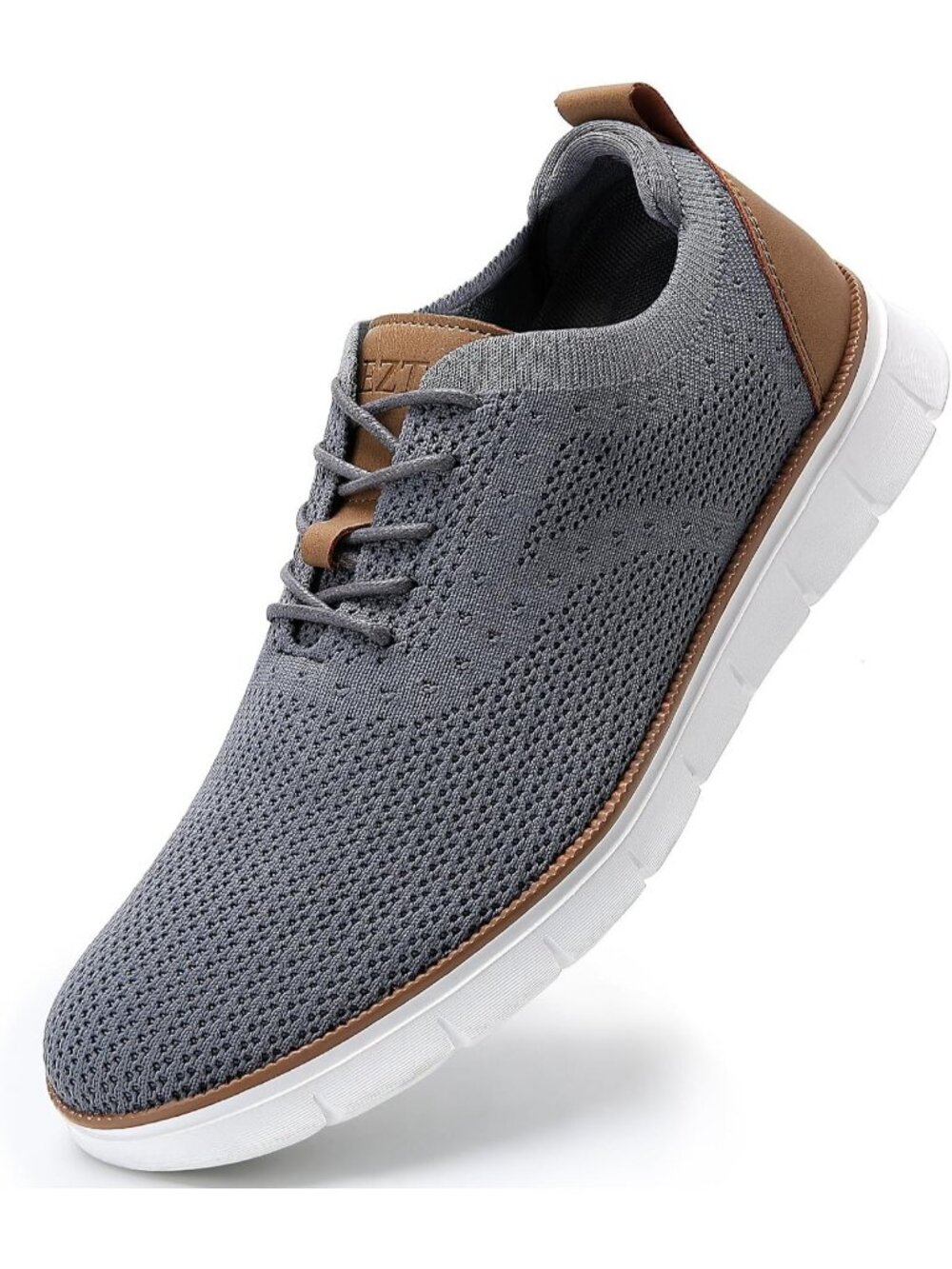 Men's Grey And White Mesh Breathable Lace Up Lightweight Walking Oxfords Sneaker